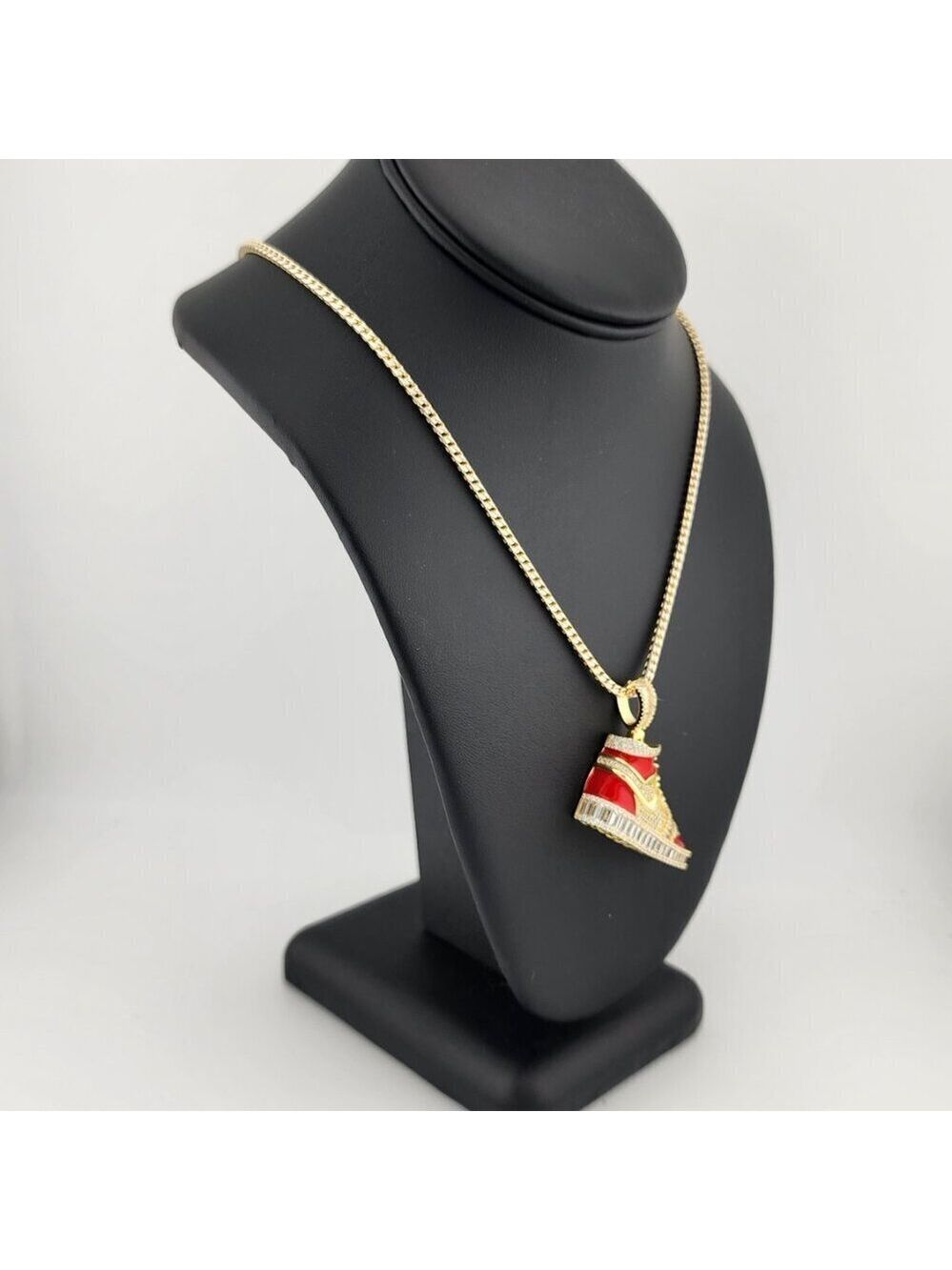 Brand New Sterling Silver 925 Red Cz Sneaker Necklace - Picture 2 of 12